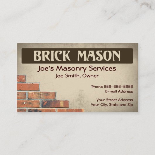 Brick Mason Masonry Visitekaartje (Voorkant)