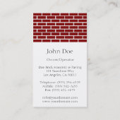 Brick Mason W/W Fire Red Brick Visitekaartje (Achterkant)