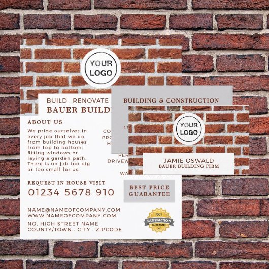Brick-muur, bouwvakkers-Logo, bouwers-omkeren Flyer