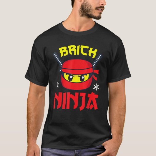 Brick Ninja Master Builder Bricks Bouwstenen T-shirt (Voorkant)
