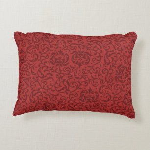 Brick Red  Bloemen Damask Pattern Accent Kussen