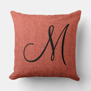 Brick Red Canvas Kijk Monogram Kussen