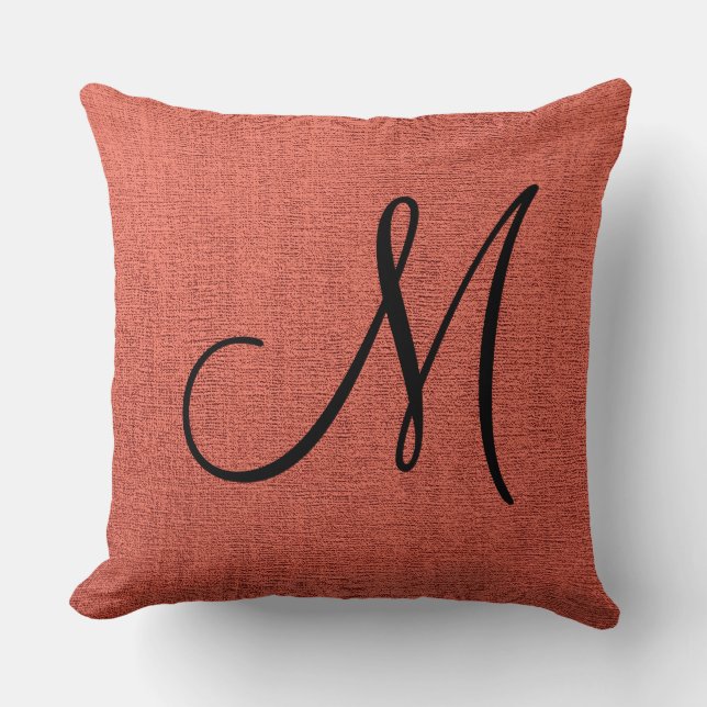 Brick Red Canvas Kijk Monogram Kussen (Voorkant)
