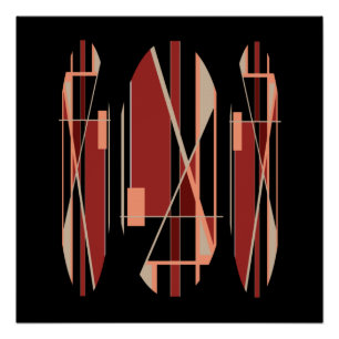 Brick Red Coral Beige op zwart modern design Perfect Poster