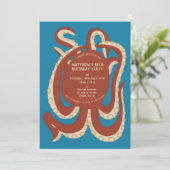 Brick Red Octopus onder het Zee Party Kaart (Staand voorkant)