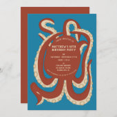 Brick Red Octopus onder het Zee Party Kaart (Voorkant / Achterkant)