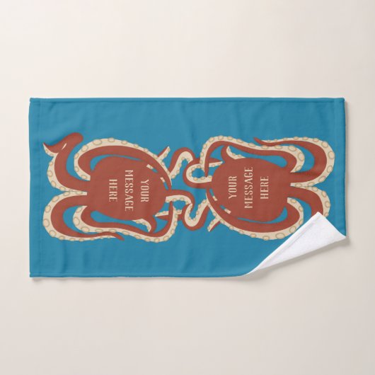 Brick Red Octopus Uw Bericht Grafisch Handdoek (Handdoek)