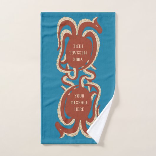 Brick Red Octopus Uw Bericht Grafisch Handdoek (Handdoek)