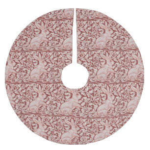 Brick Red White Rabbit Floral Tree Skirt Kerstboom Rok