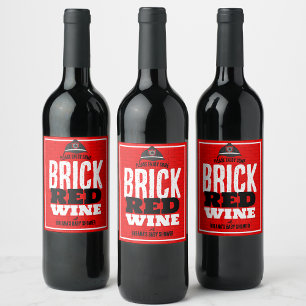 Brick Red Wine Firefighter Vin bouteille Étiquette