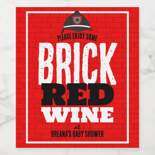 Brick Red Wine Firefighter Vin bouteille Étiquette (Étiquettes simples)