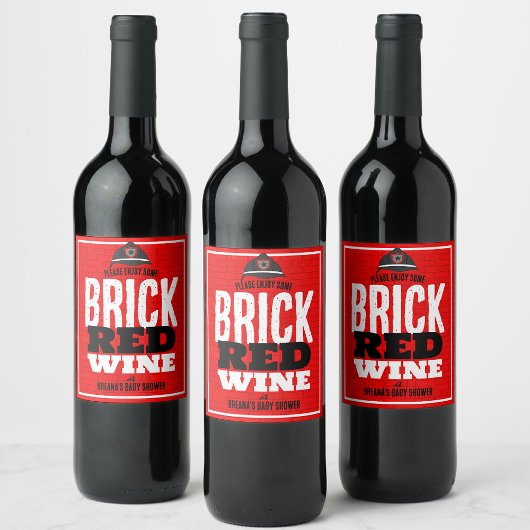 Brick rode wijn brandweerman wijn fles labels etiket