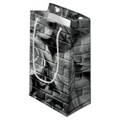 Brick-Rozen 15 zwarte witte tot kleine tas met cad Klein Cadeauzakje (Voorkant Gekanteld)