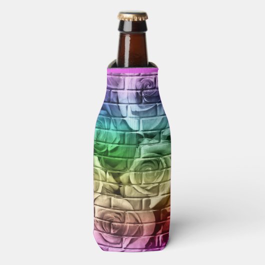 Brick Rozen-16-RegenboogDrink Fles Cooler-Koozie Flesjeskoeler (Fles Voorkant)