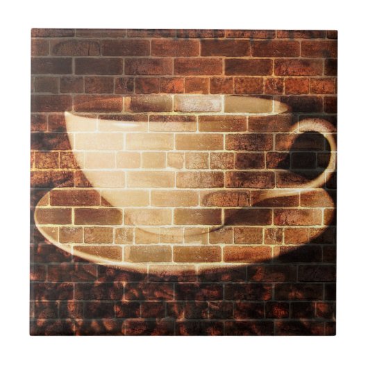 Brick Wall Coffee Tile Tegeltje (Voorkant)