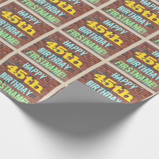 Brick Wall Graffiti geïnspireerd 45e verjaardag + Cadeaupapier (Hoek)
