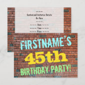Brick Wall Graffiti geïnspireerd 45e verjaardag +  Kaart (Voorkant / Achterkant)
