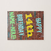 Brick Wall Graffiti geïnspireerd op 14e verjaardag Legpuzzel (Horizontaal)