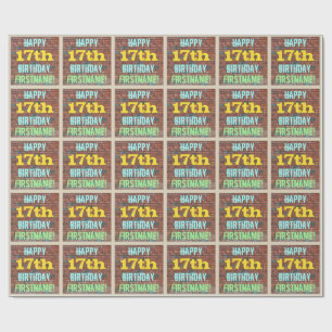 Brick Wall Graffiti geïnspireerd op 17e verjaardag Cadeaupapier