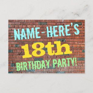Brick Wall Graffiti geïnspireerd op 18e verjaardag Kaart