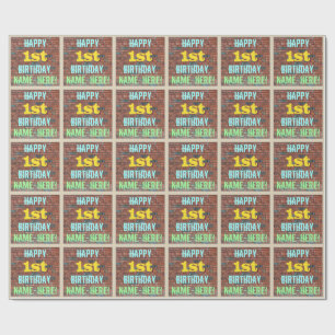 Brick Wall Graffiti geïnspireerd op 1e verjaardag  Cadeaupapier
