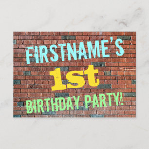 Brick Wall Graffiti geïnspireerd op 1e verjaardag  Kaart