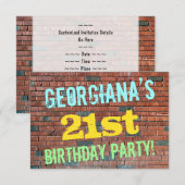 Brick Wall Graffiti geïnspireerd op 21ste verjaard Kaart (Voorkant / Achterkant)