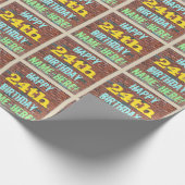 Brick Wall Graffiti geïnspireerd op 24e verjaardag Cadeaupapier (Hoek)