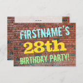 Brick Wall Graffiti geïnspireerd op 28e verjaardag Kaart (Voorkant / Achterkant)