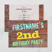 Brick Wall Graffiti geïnspireerd op 2e verjaardag  Kaart (Voorkant / Achterkant)