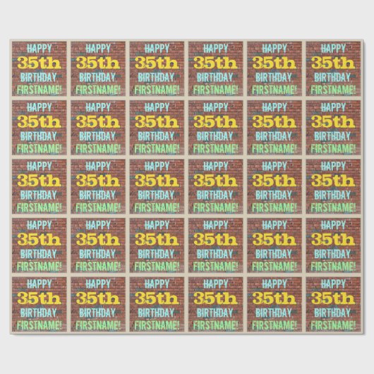 Brick Wall Graffiti geïnspireerd op 35e verjaardag Cadeaupapier (Vlak)