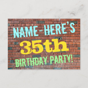 Brick Wall Graffiti geïnspireerd op 35e verjaardag Kaart
