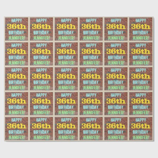 Brick Wall Graffiti geïnspireerd op 36e verjaardag Cadeaupapier (Vlak)