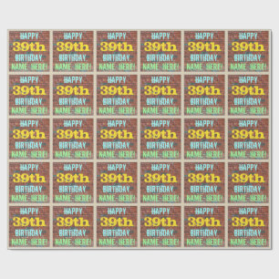 Brick Wall Graffiti geïnspireerd op 39th Birthday Cadeaupapier
