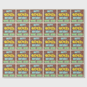 Brick Wall Graffiti geïnspireerd op 40e verjaardag Cadeaupapier