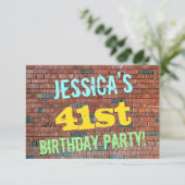 Brick Wall Graffiti geïnspireerd op 41e verjaardag Kaart (Staand voorkant)