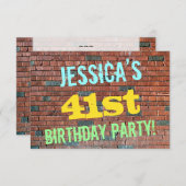 Brick Wall Graffiti geïnspireerd op 41e verjaardag Kaart (Voorkant / Achterkant)