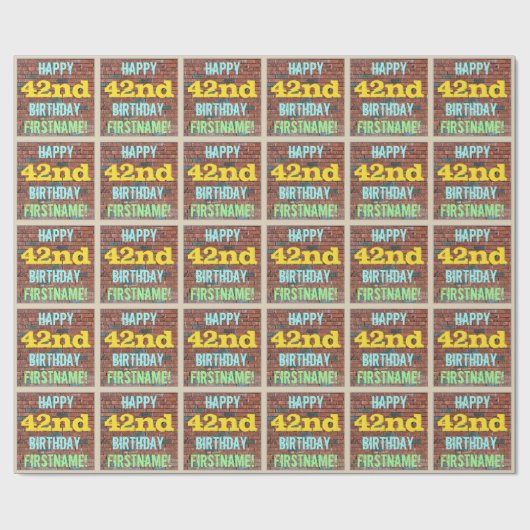 Brick Wall Graffiti geïnspireerd op 42e verjaardag Cadeaupapier (Vlak)