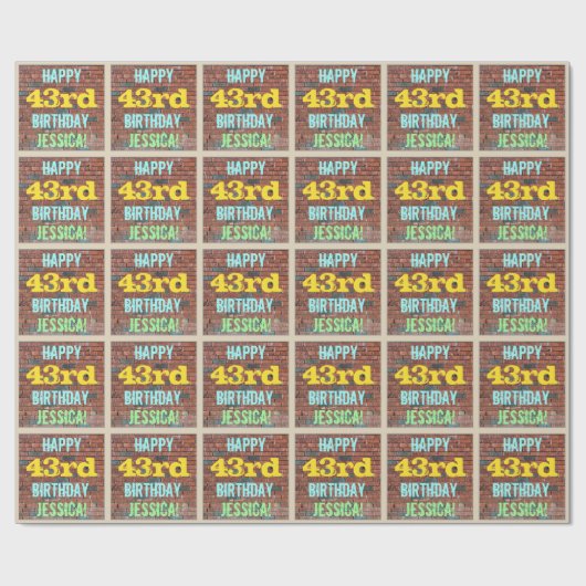 Brick Wall Graffiti geïnspireerd op 43e verjaardag Cadeaupapier (Vlak)
