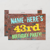 Brick Wall Graffiti geïnspireerd op 43e verjaardag Kaart (Voorkant / Achterkant)