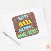 Brick Wall Graffiti geïnspireerd op 4e verjaardag  Vierkante Sticker (Envelop)