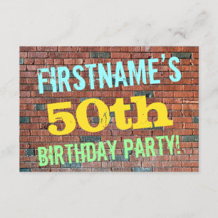 Brick Wall Graffiti geïnspireerd op 50e verjaardag Kaart
