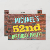 Brick Wall Graffiti geïnspireerd op 52e verjaardag Kaart (Voorkant / Achterkant)