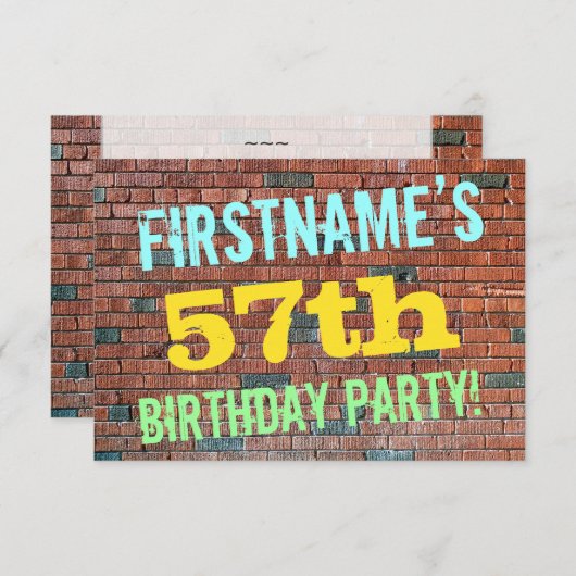 Brick Wall Graffiti geïnspireerd op 57e verjaardag Kaart (Voorkant / Achterkant)