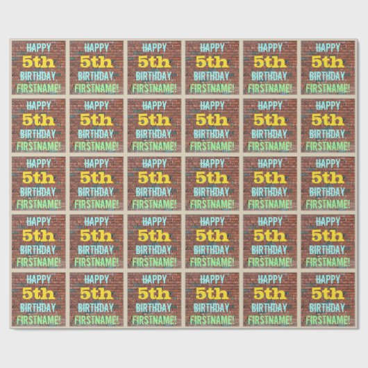 Brick Wall Graffiti geïnspireerd op 5e verjaardag  Cadeaupapier (Vlak)