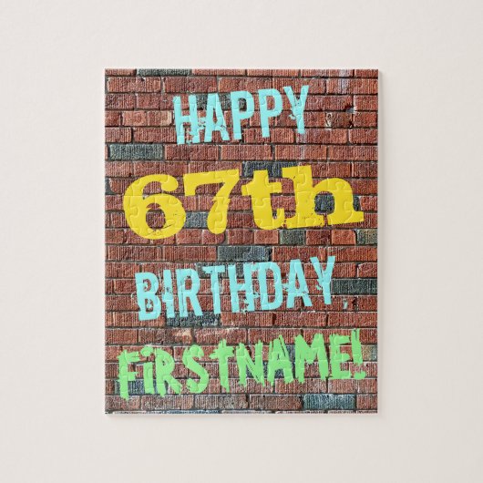 Brick Wall Graffiti geïnspireerd op 67e verjaardag Legpuzzel (Verticaal)