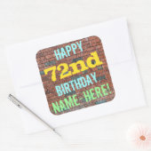 Brick Wall Graffiti geïnspireerd op 72e verjaardag Vierkante Sticker (Envelop)