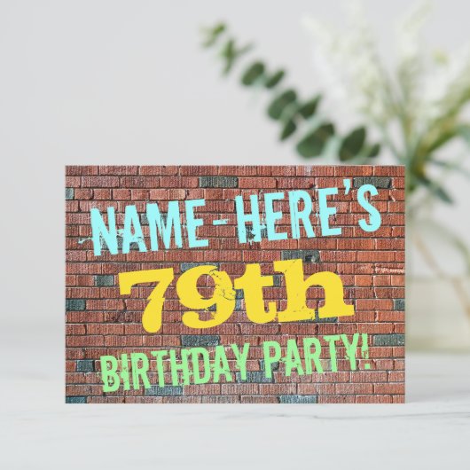 Brick Wall Graffiti geïnspireerd op 79e verjaardag Kaart (Staand voorkant)