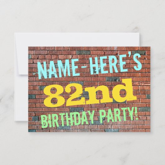 Brick Wall Graffiti geïnspireerd op 82e verjaardag Kaart (Voorkant)