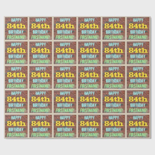 Brick Wall Graffiti geïnspireerd op 84ste verjaard Cadeaupapier (Vlak)